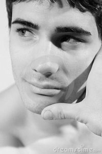 Love and seduction / Magnetic eyes Beautiful Italian boy looking sensual seducer / Bright and magnetic eyes / Black and white