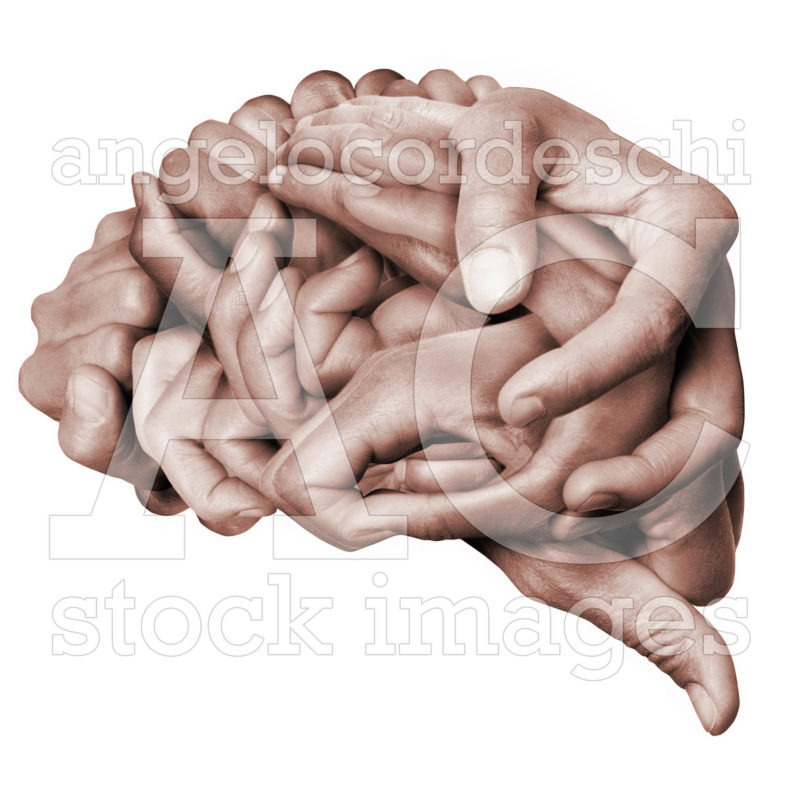 Brain Hands Made With Hands Colors Stock Images