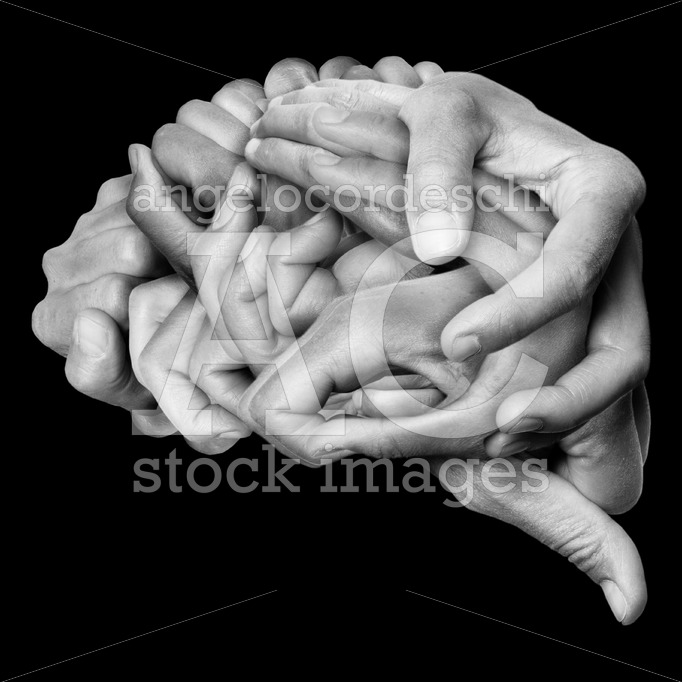 A Human Brain Made With Hands, Different Hands Are Wrapped Toget Angelo Cordeschi