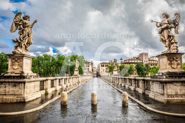 Ancient Historical Bridge With Statues. Ponte Sant Angelo In Rom Angelo Cordeschi