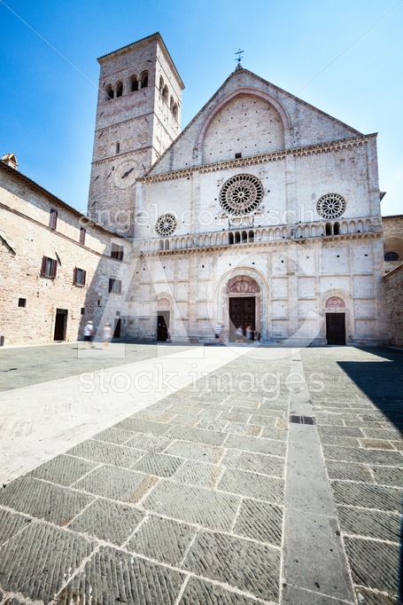 Assisi Cathedral. Front Facade Of The Church. Italy. Angelo Cordeschi
