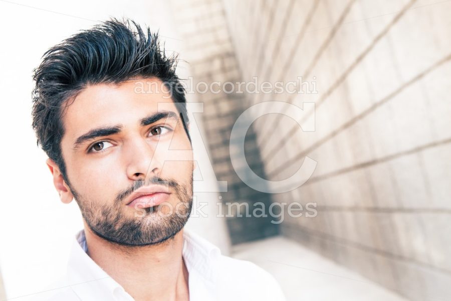 Beautiful Young Man With Beard And Stylish Hair. Close Portrait. Angelo Cordeschi