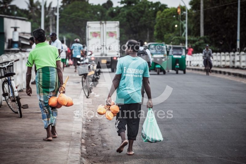 City Life In Negombo In Sri Lanka. Market Fish, Two People Walki Angelo Cordeschi