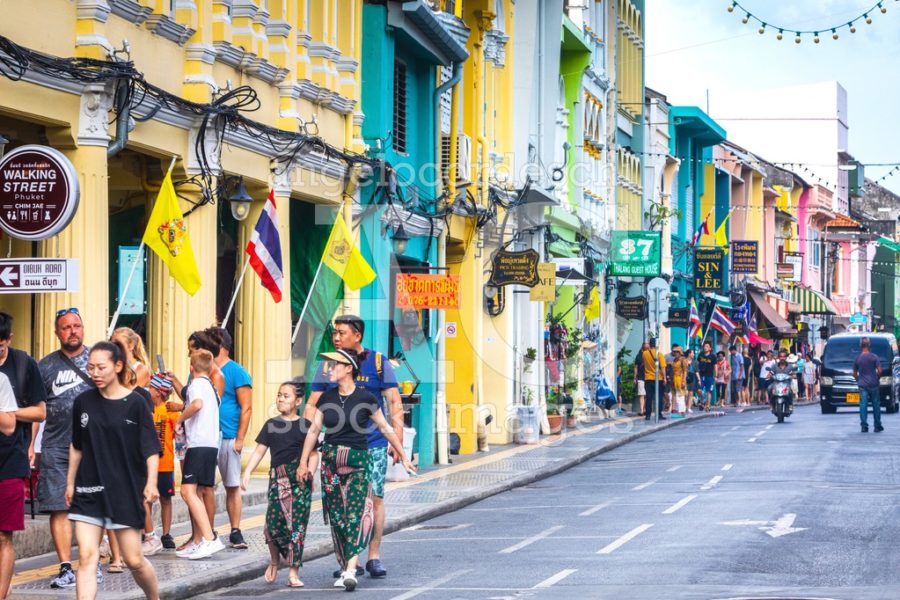 City Life In The Historic Center Of Phuket, Colorful Houses And Angelo Cordeschi