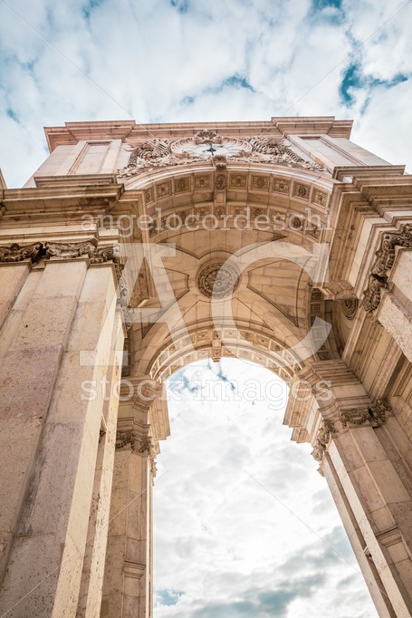 Detail Of Rua Augusta Triumphal Arch In The Historic Center Of T Angelo Cordeschi