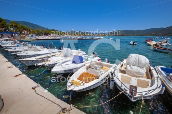 Elba Island, Italy. June 25, 2016: Small Harbor With Boats Moore Angelo Cordeschi