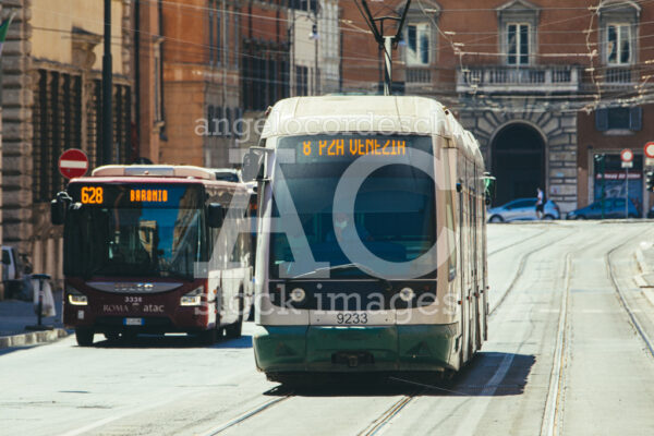 Electric tram for public transport in the historic center of Rome in Italy. - Angelo Cordeschi