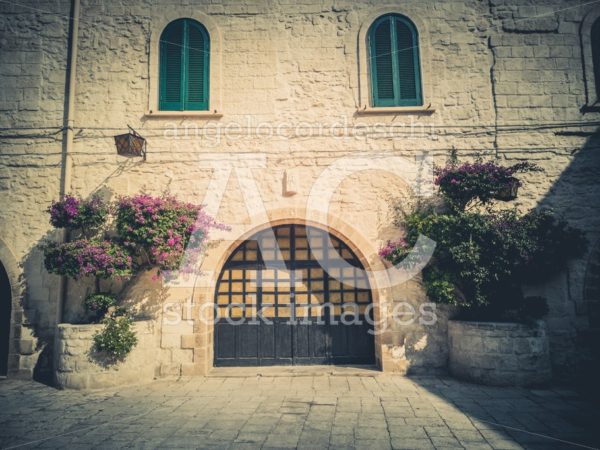 Entrance To An Ancient House With Arched Door, Windows And Ornam Angelo Cordeschi