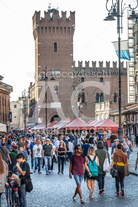 Ferrara, Italy. April 21, 2018: Historic Center Of The City Of F Angelo Cordeschi