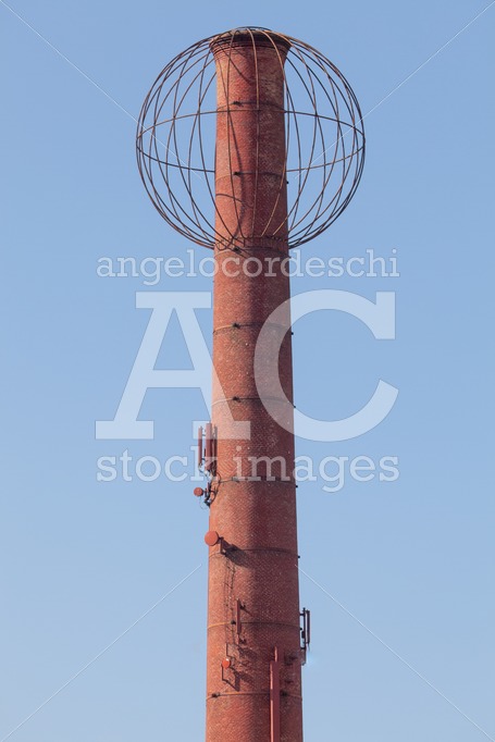 Ferrara, Italy. April 21, 2018: Tower With A Spherical Metal Str Angelo Cordeschi
