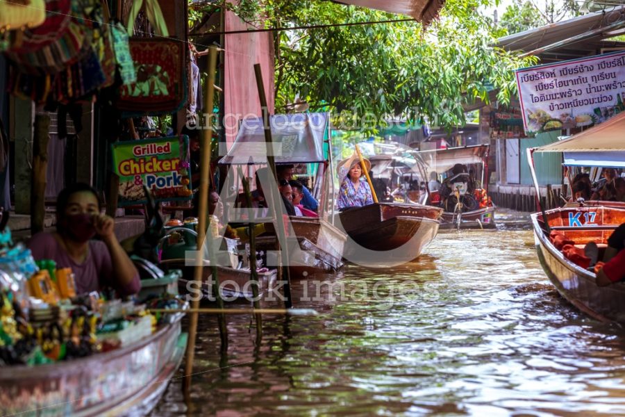 Floating Market In The Thailand. Tourist Attraction, Attracting Angelo Cordeschi