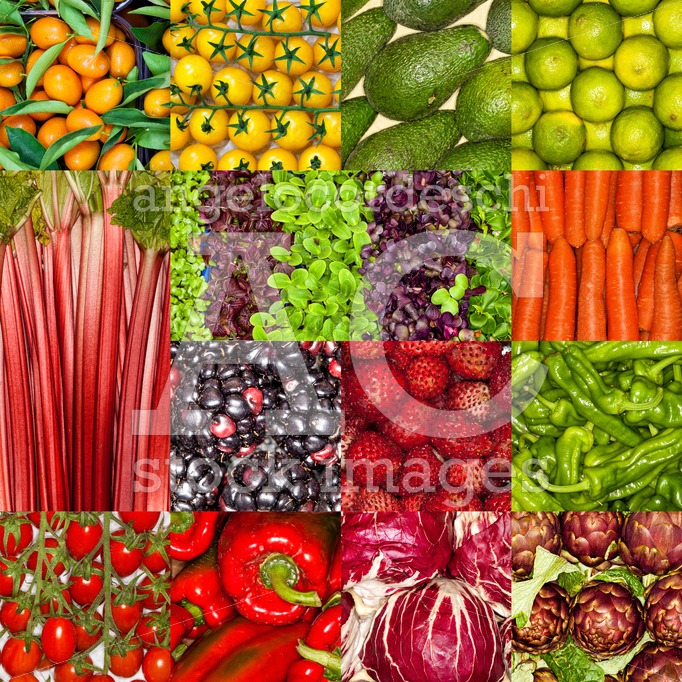 Fresh Fruits And Vegetables Collage, Healthy Vegan Vegetarian Nu Angelo Cordeschi