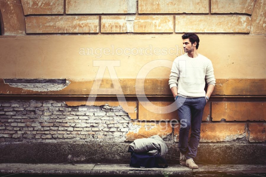 Handsome Young Man Outdoor In The Street With Hands In The Pocke Angelo Cordeschi