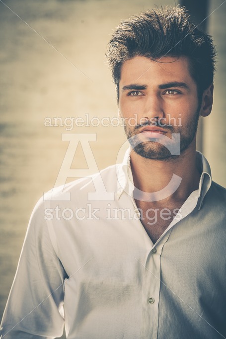 Handsome Young Man Portrait. Intense Look And Eye Catching Beaut Angelo Cordeschi