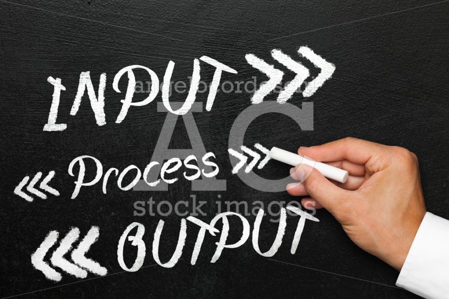 Input process output with arrows, blackboard or chalkboard with - Angelo Cordeschi