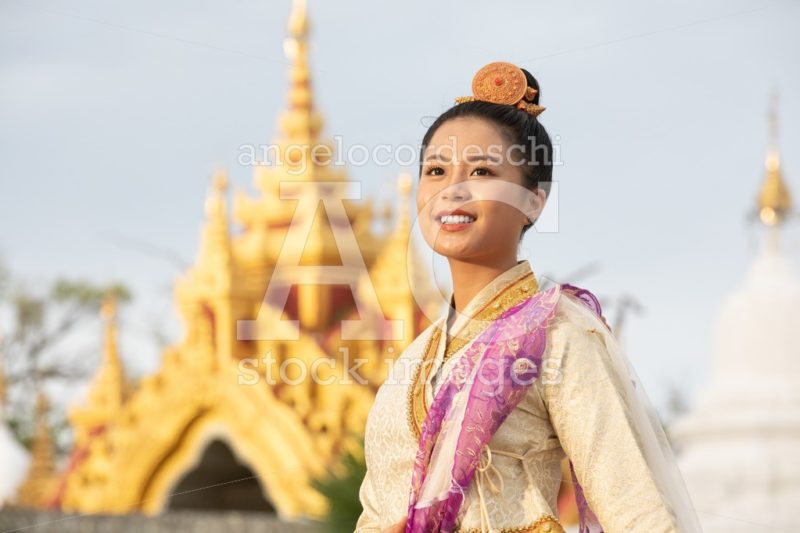 Mandalay, Myanmar. A Young Woman Bride With Traditional Asian Dr Angelo Cordeschi