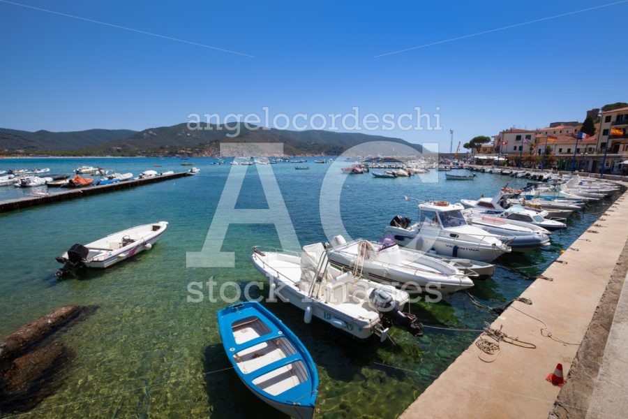 Marina Di Campo, Italy. June 25, 2016: Small Harbor With Boats A Angelo Cordeschi