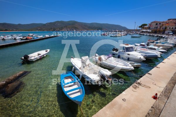 Marina Di Campo, Italy. June 25, 2016: Small Harbor With Boats M Angelo Cordeschi