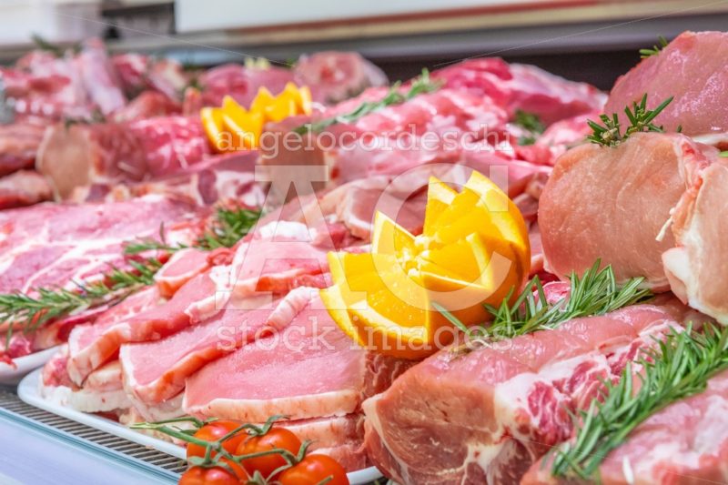 Meat Department In Butchery Inside A Mall. Various Types Of Meat Angelo Cordeschi