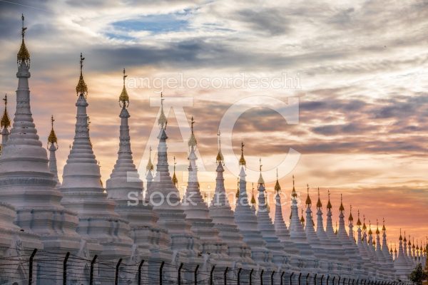 Pagoda series in line at sunset in the Mandalay region, Aungmyay - Angelo Cordeschi