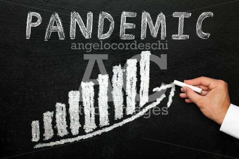 Pandemic infection, state of emergency. Blackboard with hand dra - Angelo Cordeschi