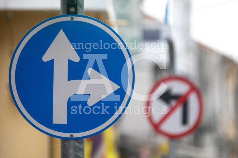 Road Sign Double Arrow Forward And To Turn Right. Street Sign In Angelo Cordeschi