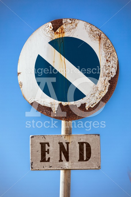 Road Sign Prohibiting Access, At The Bottom A Sign With The Word Angelo Cordeschi