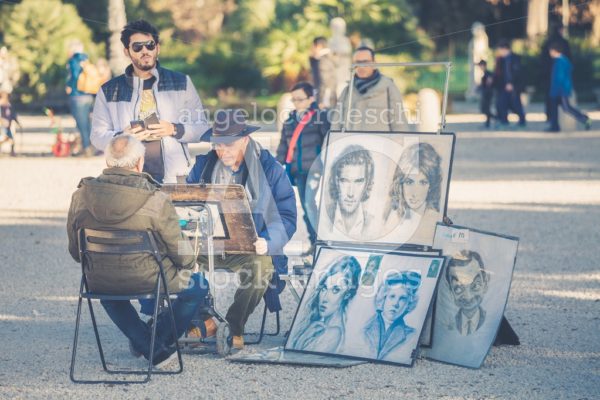 Rome, Italy. January 10, 2016: Portraitist Street. Designer Face Angelo Cordeschi