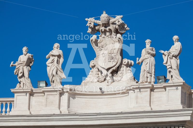 Rome, Italy. January 24, 2016: A series of statues on the roof o - Angelo Cordeschi