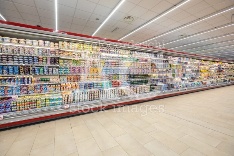 Shelves Of Products For Sale Inside A Supermarket Shopping Mall Angelo Cordeschi