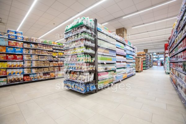 Shelves of products for sale inside a supermarket shopping mall - Angelo Cordeschi