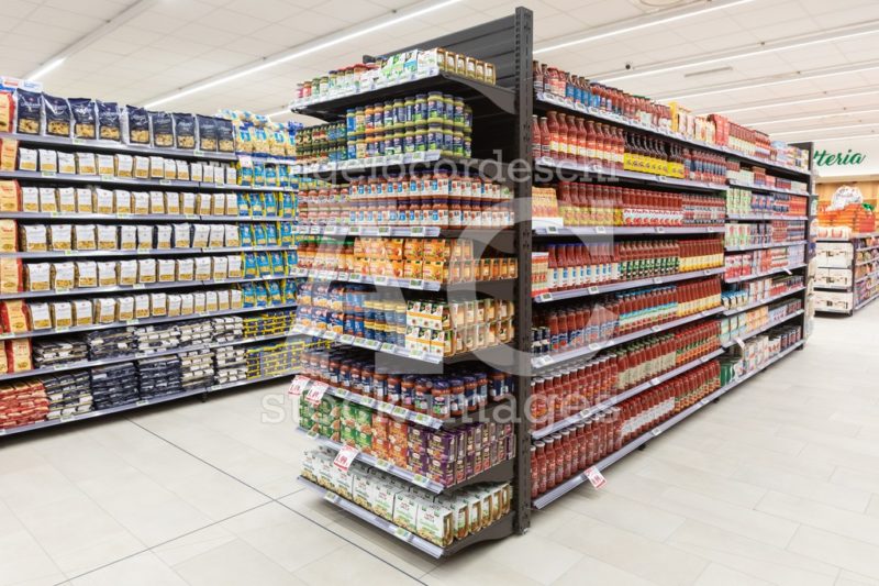 Shelves of products for sale inside a supermarket shopping mall - Angelo Cordeschi