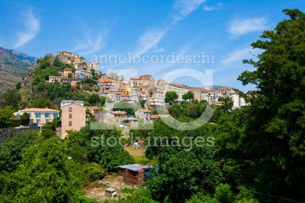 Small Village Perched On The Mountain In Corsica. Corte Is A Com Angelo Cordeschi