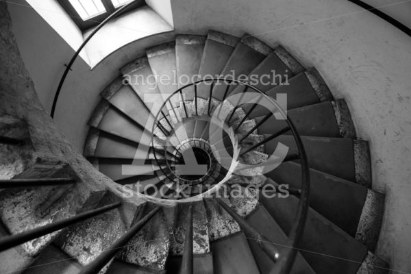 Spiral Stairs, Black And White. Architecture Old Italian Palace. Angelo Cordeschi