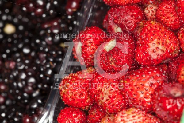 Strawberries And Blackberries Background. Foreground Close Up Ma Angelo Cordeschi