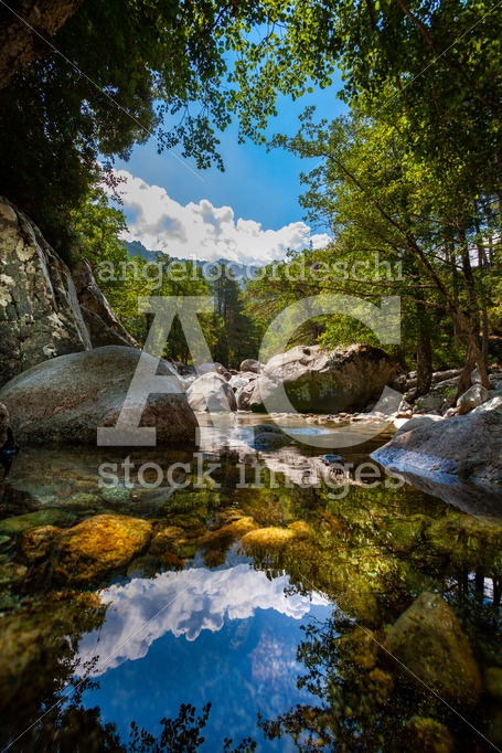 Stream With Reflections In Natural Scenic Landscape. Surrounded Angelo Cordeschi