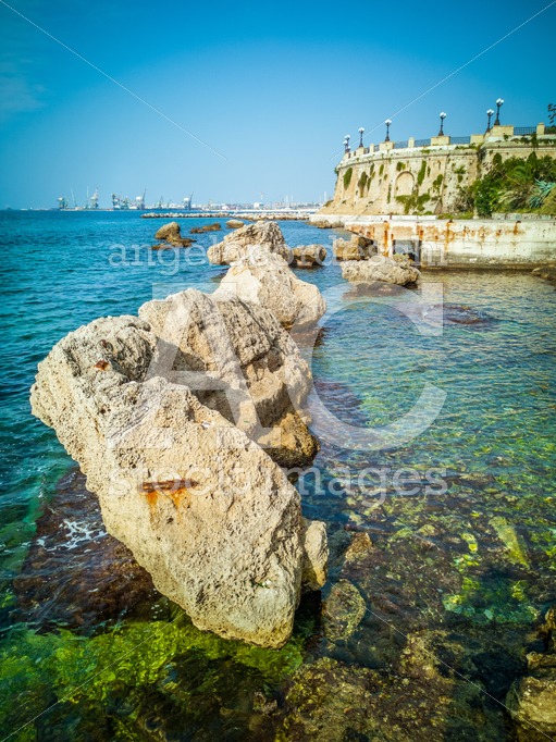 Taranto, Italy. Promenade With Rocks And Round Panoramic Balcony Angelo Cordeschi