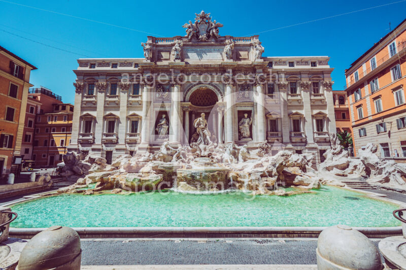 Trevi Fountain in Rome with nobody. Monument in Italy. - Angelo Cordeschi