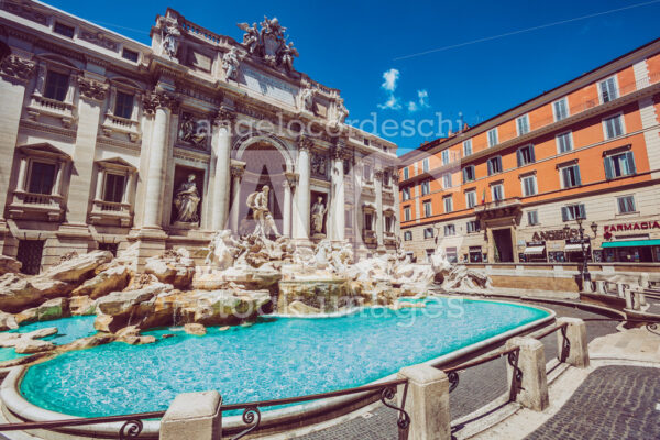Trevi Fountain in Rome with nobody. Monument in one of the many landmarks in the capital of Italy - Angelo Cordeschi