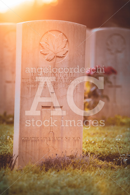War Memorial Canadian Tombstone With Epitaph. Commonwealth Cemet Angelo Cordeschi