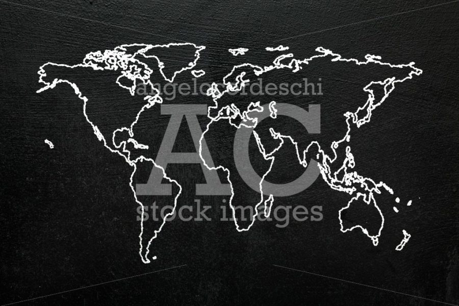 World map on blackboard. Sketch stylized globe map of the world - Angelo Cordeschi