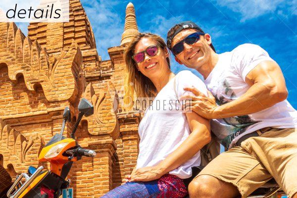 Couple Traveling In Myanmar Visiting The Religious Pagoda Temple